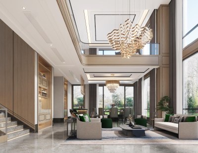 现代别墅客餐厅3D模型下载